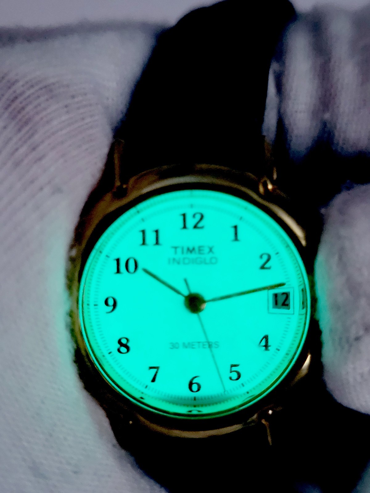 Timex Indiglo Women’s Watch Vtg 1990’s Gold Tone Cream Dial Strap Date [N. MINT]