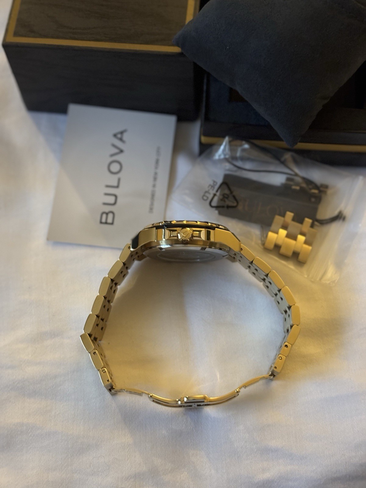 Bulova marine star Men’s Automatic Black Dial 44m Gold-Tone Watch w/ Box