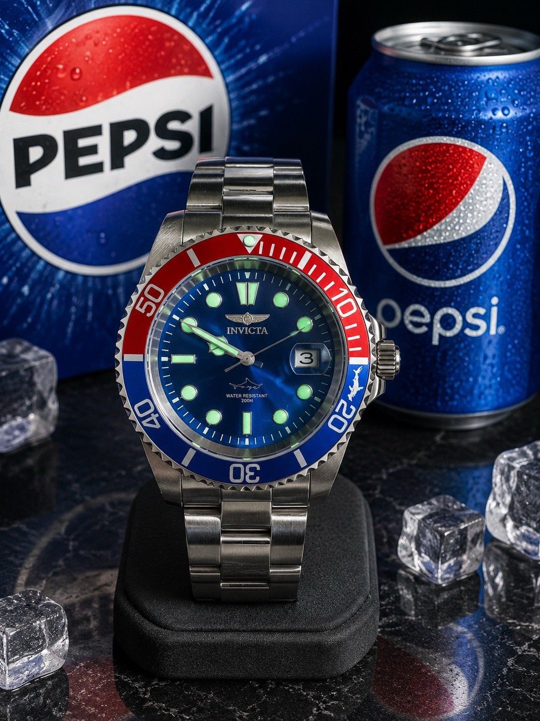 Invicta Pepsi Pro Diver 50831 Master Of The Oceans 42mm Quartz Blue Dial 200M