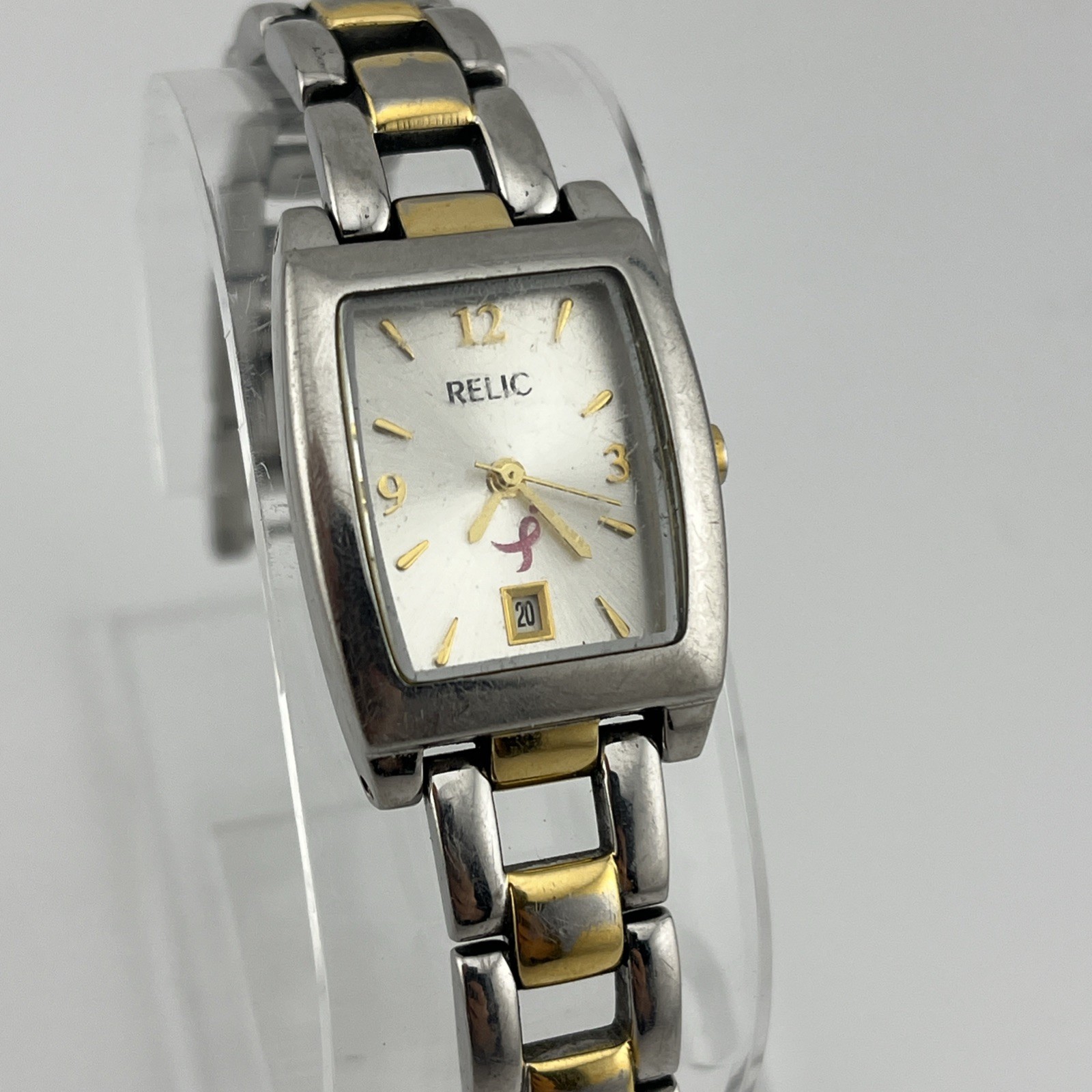 Relic Breast Cancer Awareness Watch Women 23mm Case 6.5″ Band- New Battery