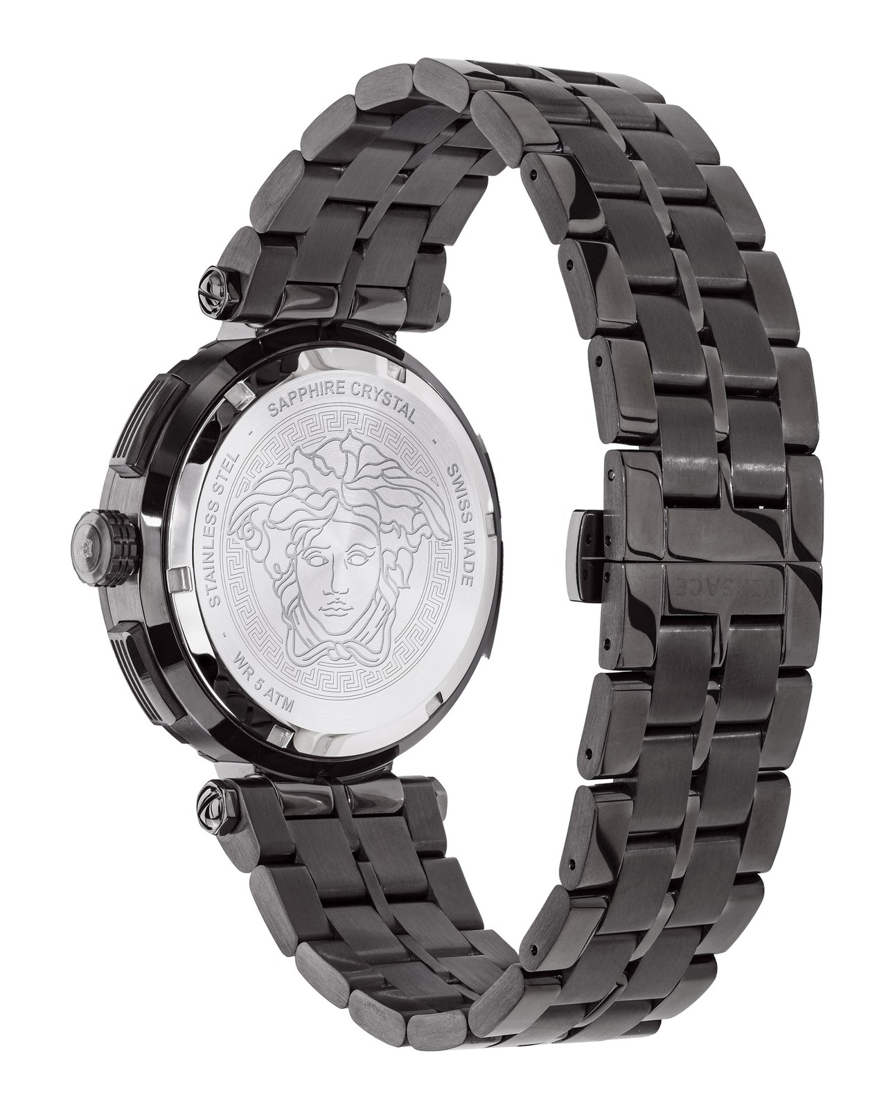 Versace Mens IP Black 45mm Bracelet Fashion Watch