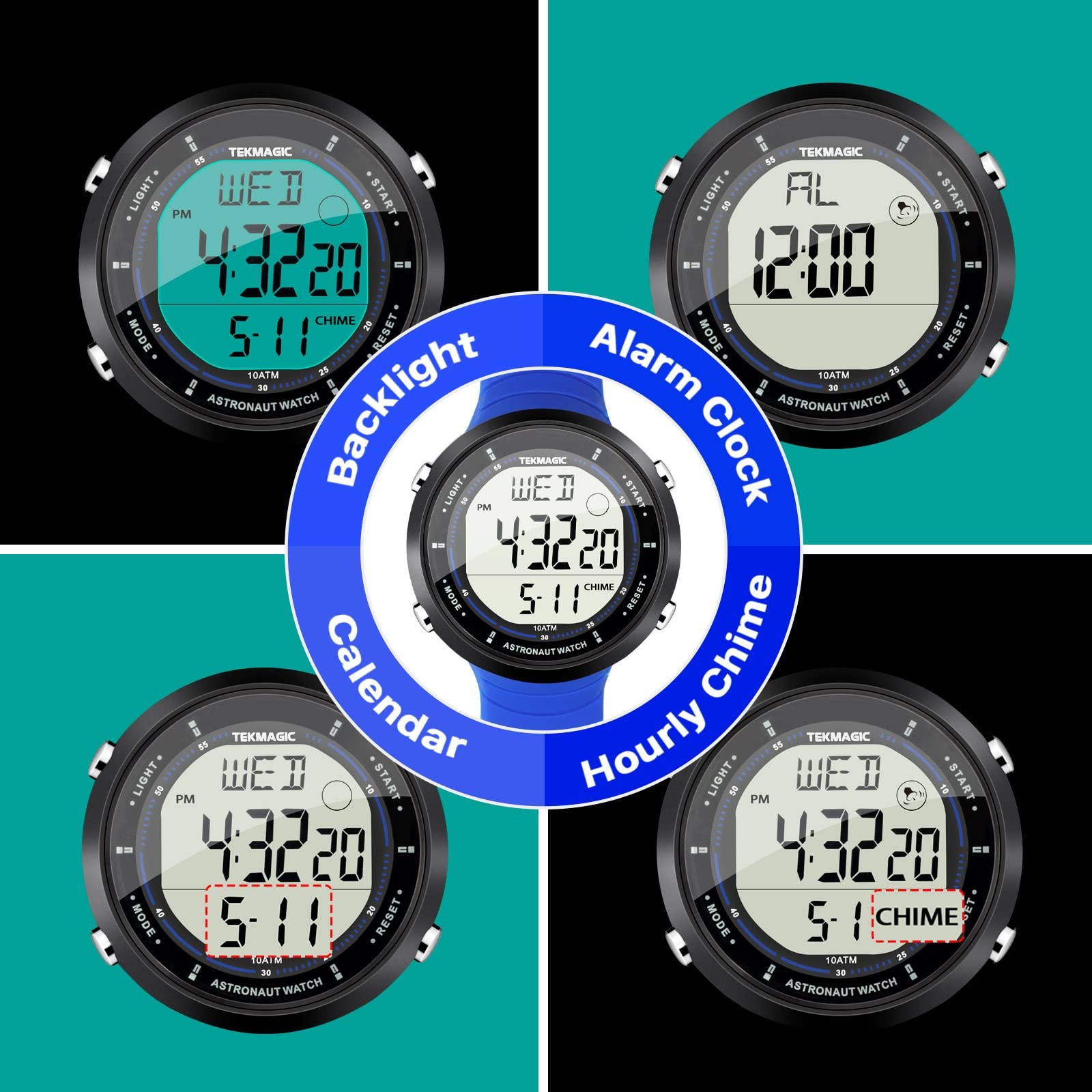 10 ATM 100m Waterproof Digital Sports Watch for Swimming and Diving, with Fun…