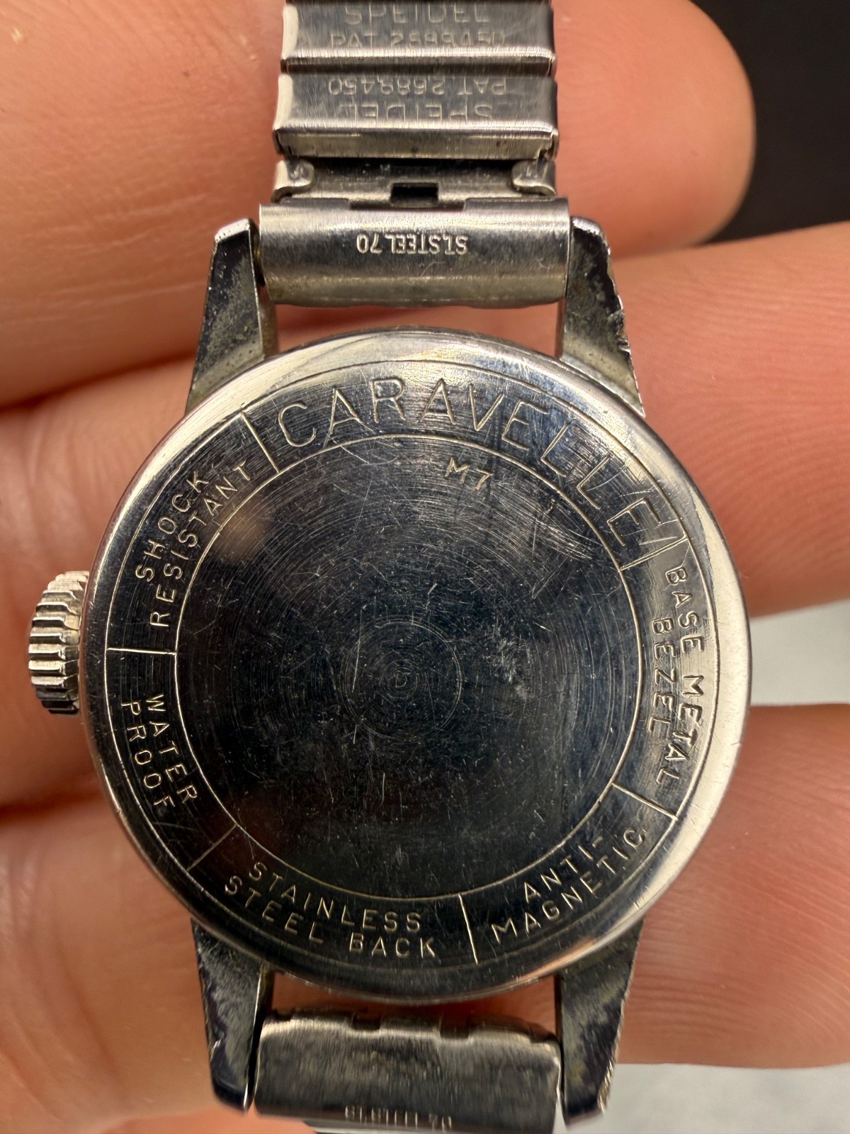 Vintage Caravelle By Bulova Automatic Silver Tone Watch 6” RUNS