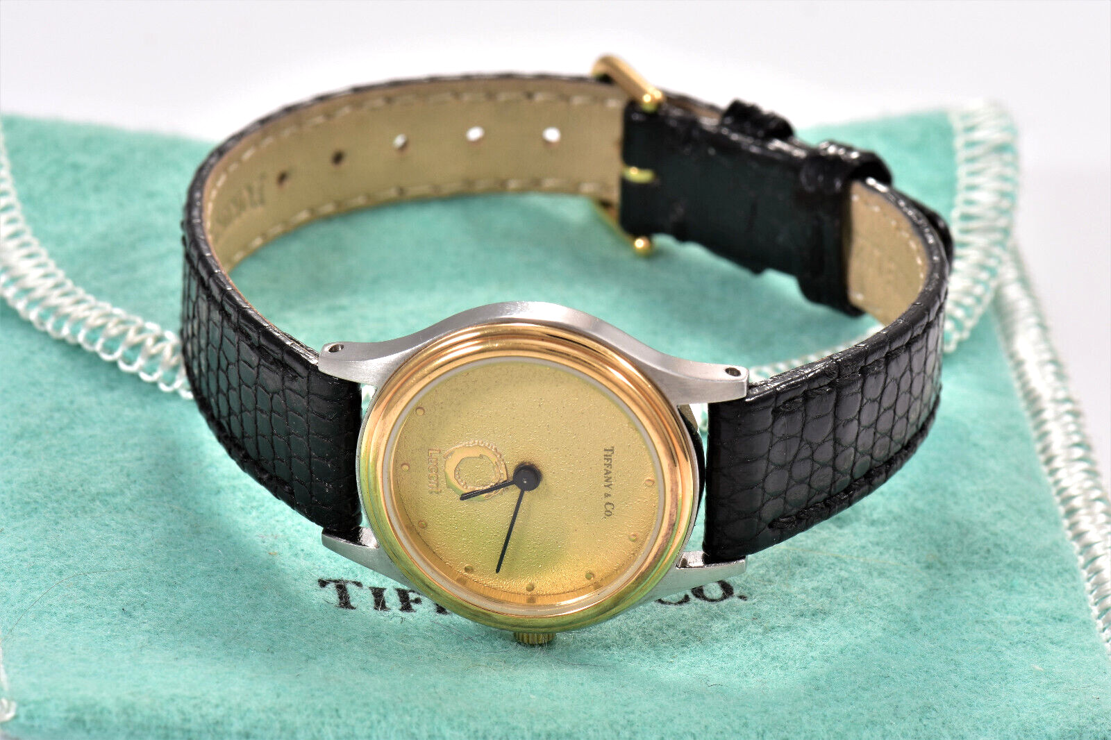 Tiffany & Co Stainless Steel Portfolio Lucent Swiss 25mm Watch Lizard Leather