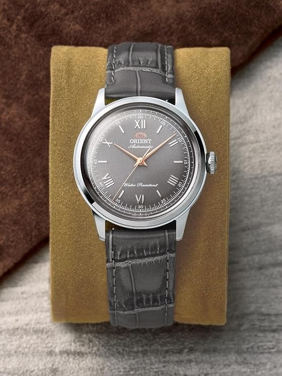 ORIENT RN-BB0006N Bambino 38mm Gray Roman No Date Automatic Leather Watch