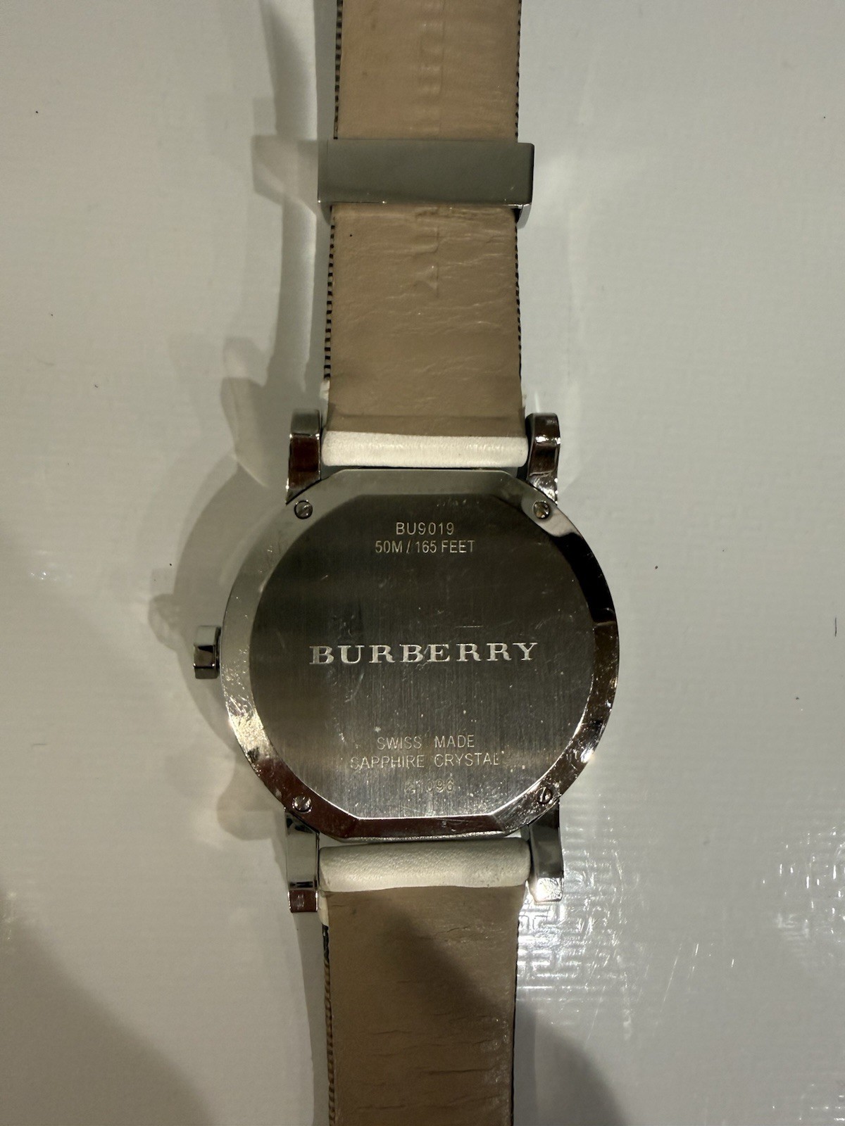 Burberry Women’s White Novacheck Leather Watch Silver Tone