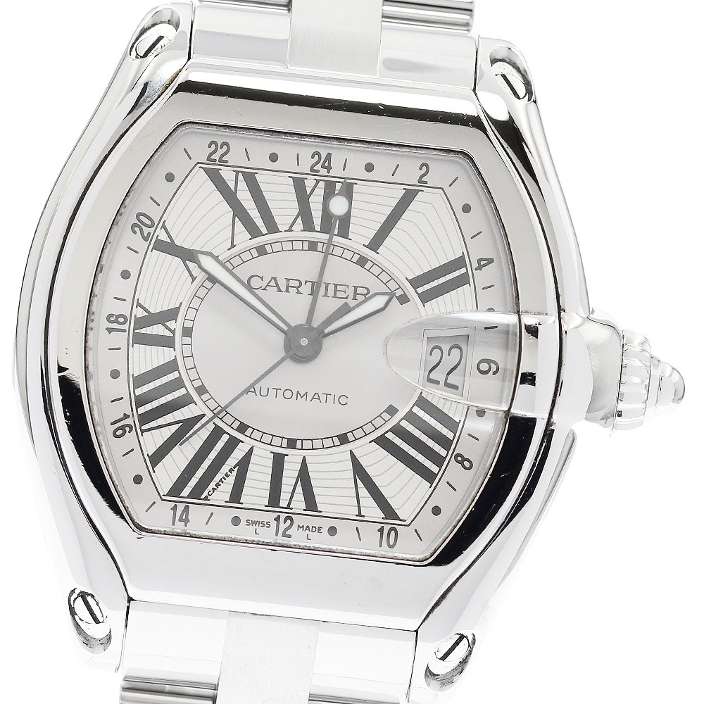 CARTIER Roadster XL W62032X6 GMT Silver Dial Automatic Men’s Watch_906387