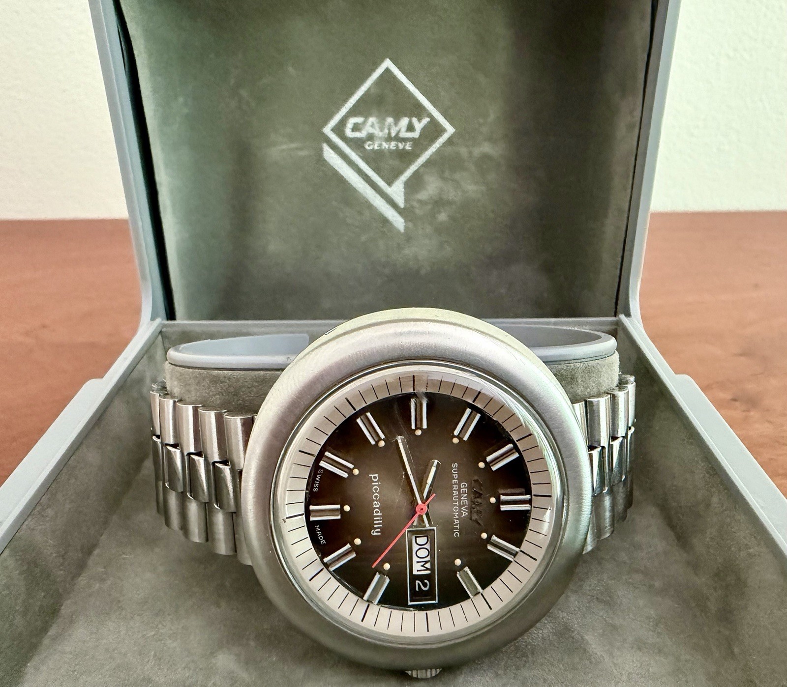 Camy Geneve Superautomatic Piccadilly Golden Bronze Dial Men’s Watch 1970 CLA’d