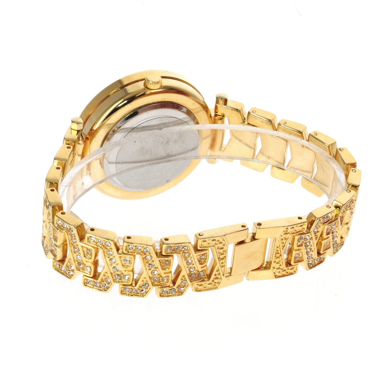 Ladies Gold Tone Fully Ice CZ Clubbing PEACE SIGN Watch 38.5mm