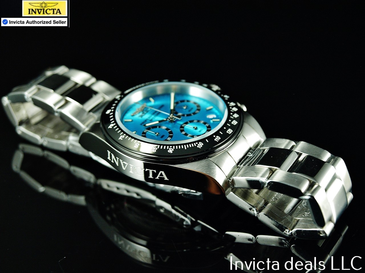 Rare Invicta Men’s 40mm SPEEDWAY DRAGSTER Chronograph TURQUOISE DIAL 200m Watch