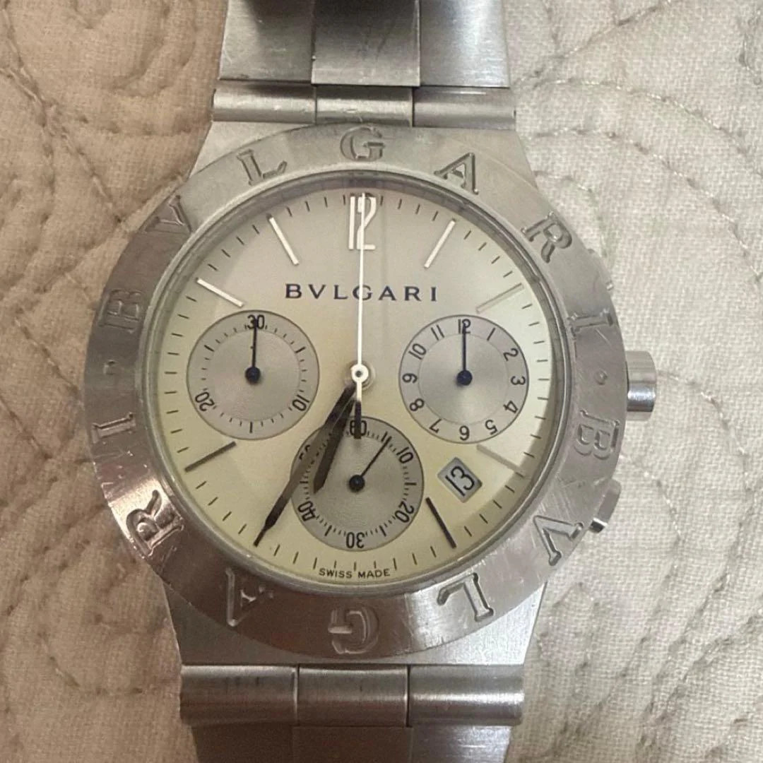 BVLGARI CH35S Diagono Sport Chronograph Quartz SS White Silver Dial