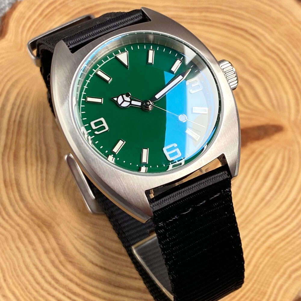 Tandorio New 36mm Miyota 8215 Automatic Military Men Diver Watch Green Dial