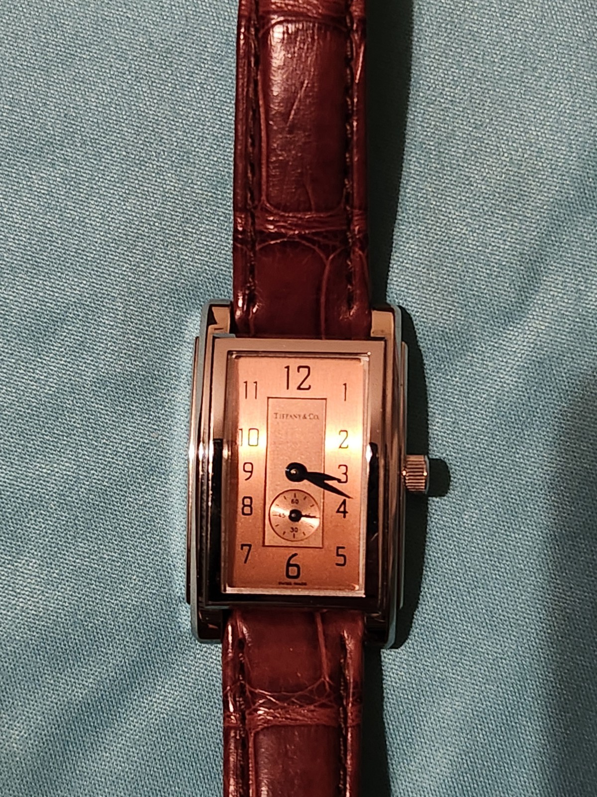 Tiffany’s Grand Ladies’ Swiss Made Quartz Watch Bronze Dial Crocodile Strap