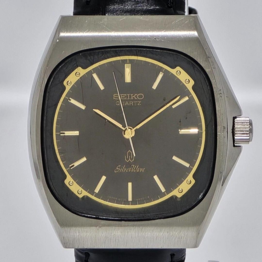 Seiko Silver Wave 6030-5280 Quartz Black Gold Watch Japan Vintage