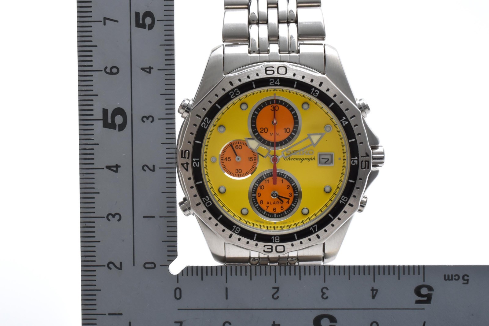 ▶️Seiko 7T32-7C30 Nagano Olympic Chronograph Quartz Yellow Dial Vintage Watch