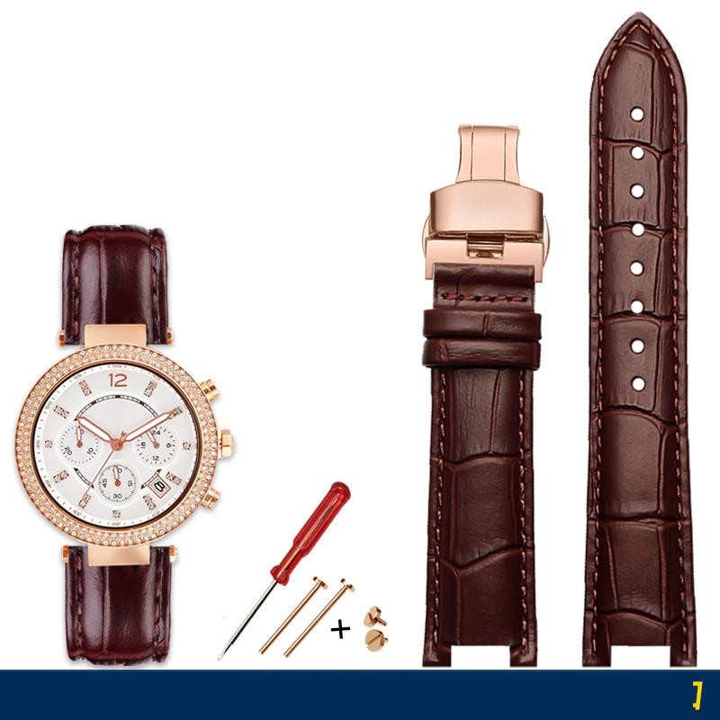 Fashion Notched Cowhide Watch Strap for Michael Kors Watch Mk6985 6986 Mk2425 /