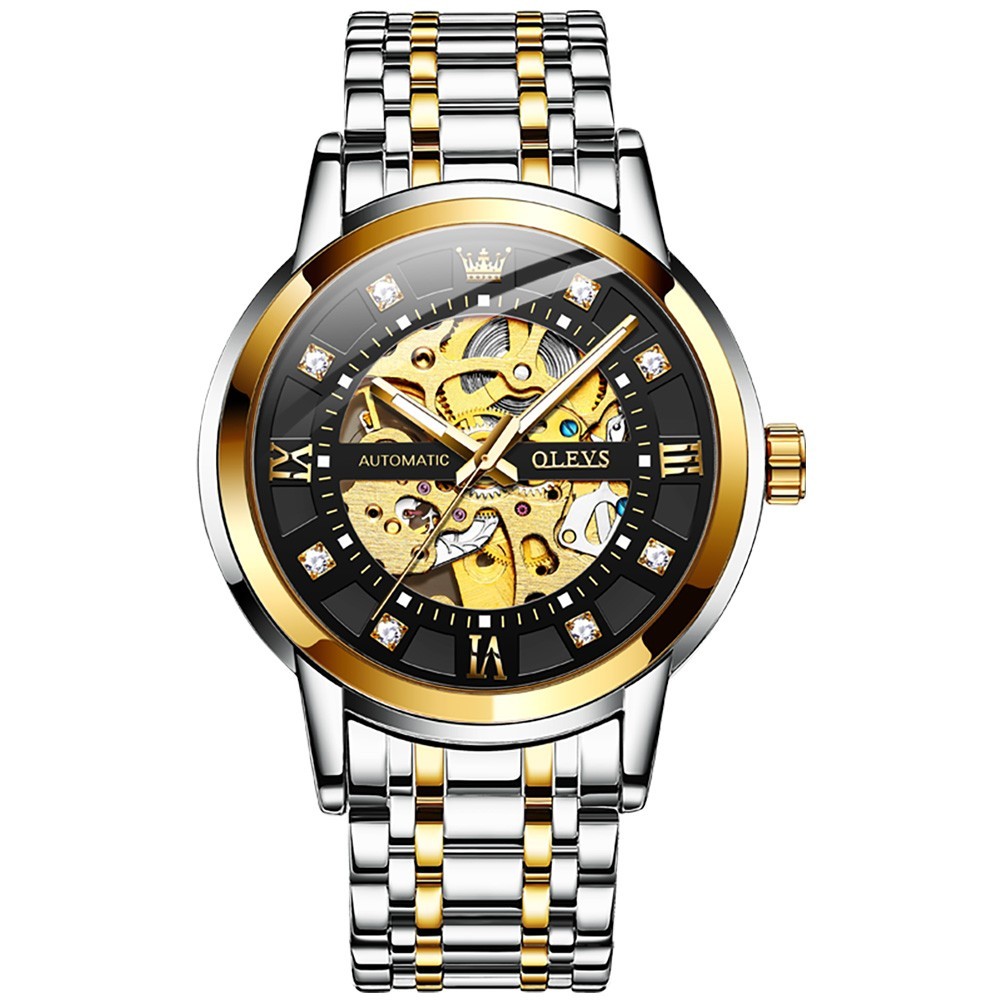 OLEVS 9901 Fashion Multi-functiom Accurate Transparent Vintage Mechanical Watch