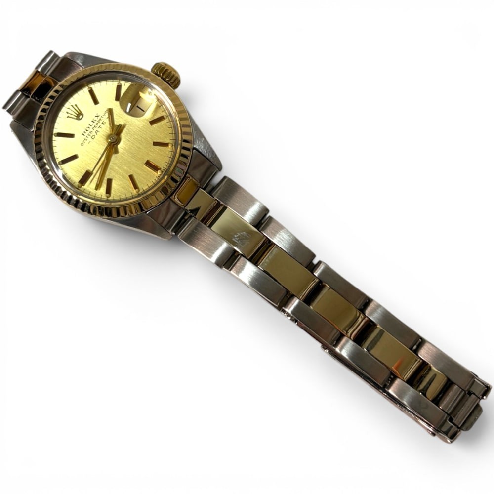 Full Set 1972 Rolex Ladies Date Two Tone 26 mm Champagne Automatic Watch 6917
