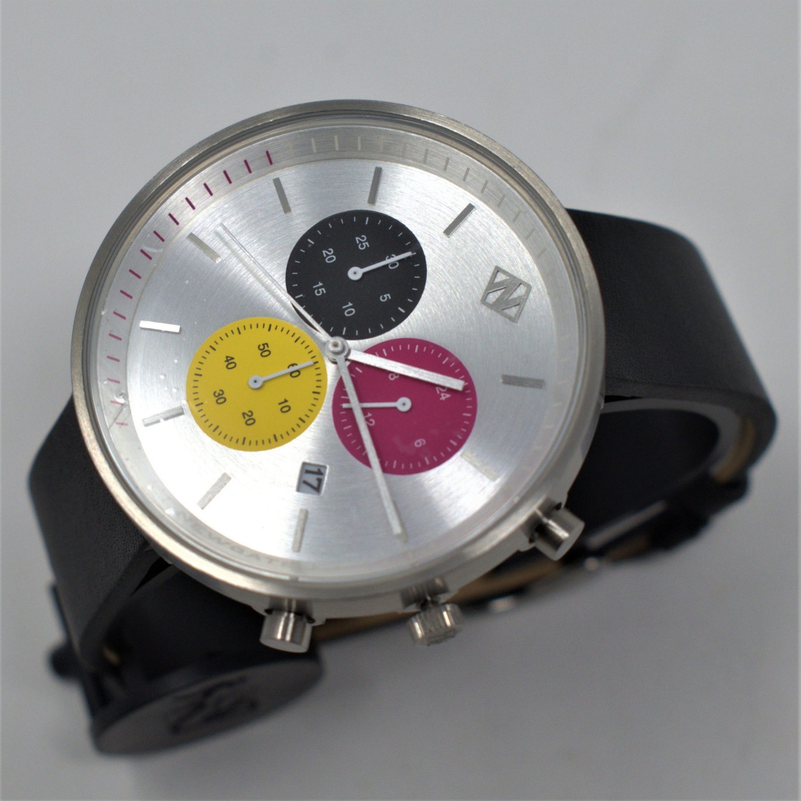 Newgate G6S Tigger Women’s Watch, Multicolour Canvas/Black Leather Straps, Silve
