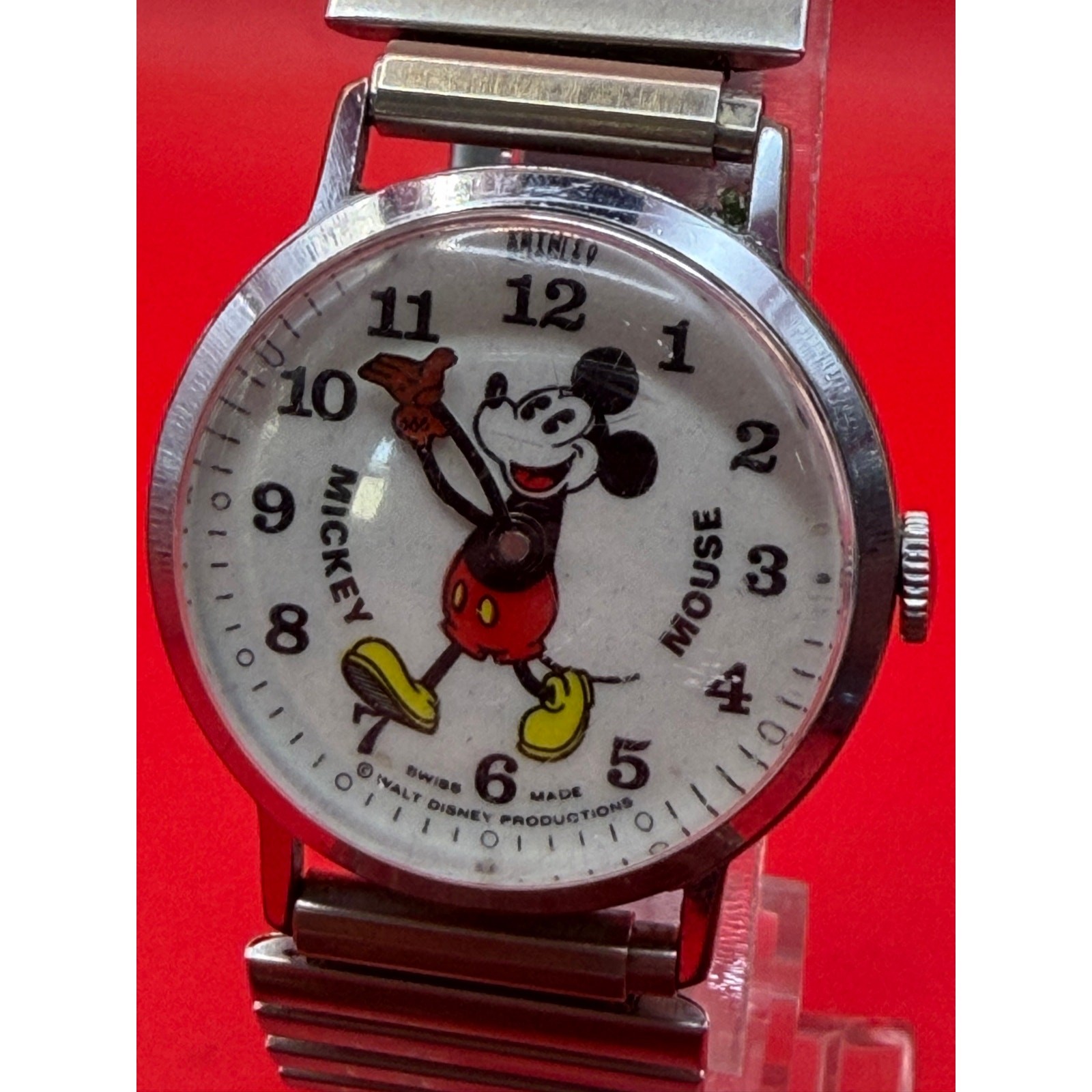 vintage Bradley Mickey Mouse wristwatch featuring a “pie-eye” design