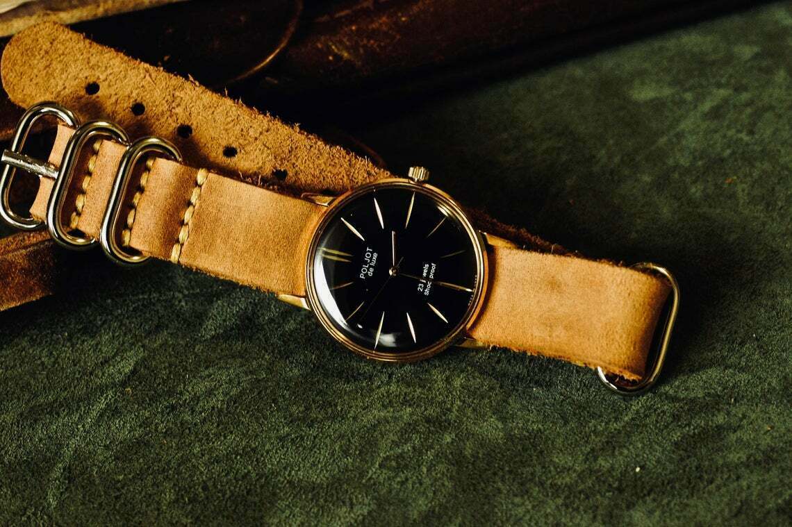 Watch POLJOT De Luxe Vintage Mechanical Luxury leather strap Men’s Ultra SLIM