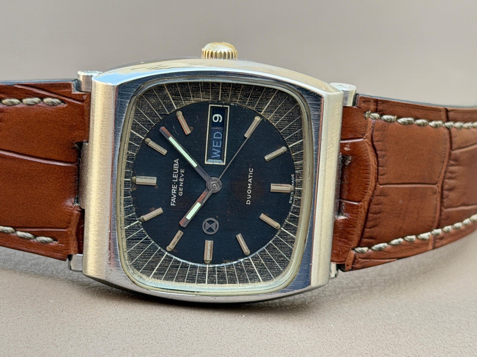 Favre Leuba Duomatic TV Shaped Automatic Swiss Made S-201
