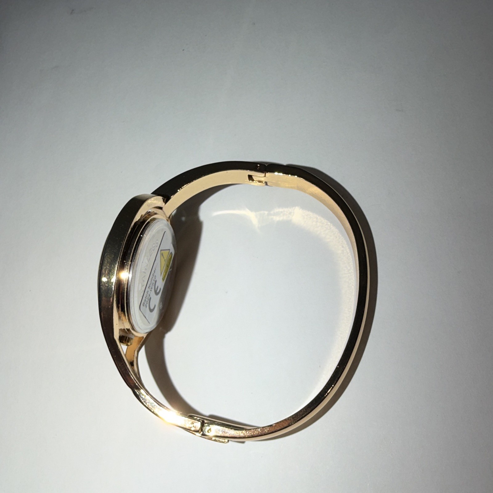 CUSSI Quartz Analog Dress Watch Black Dial Gold Tone SS Bangle Gem Markers