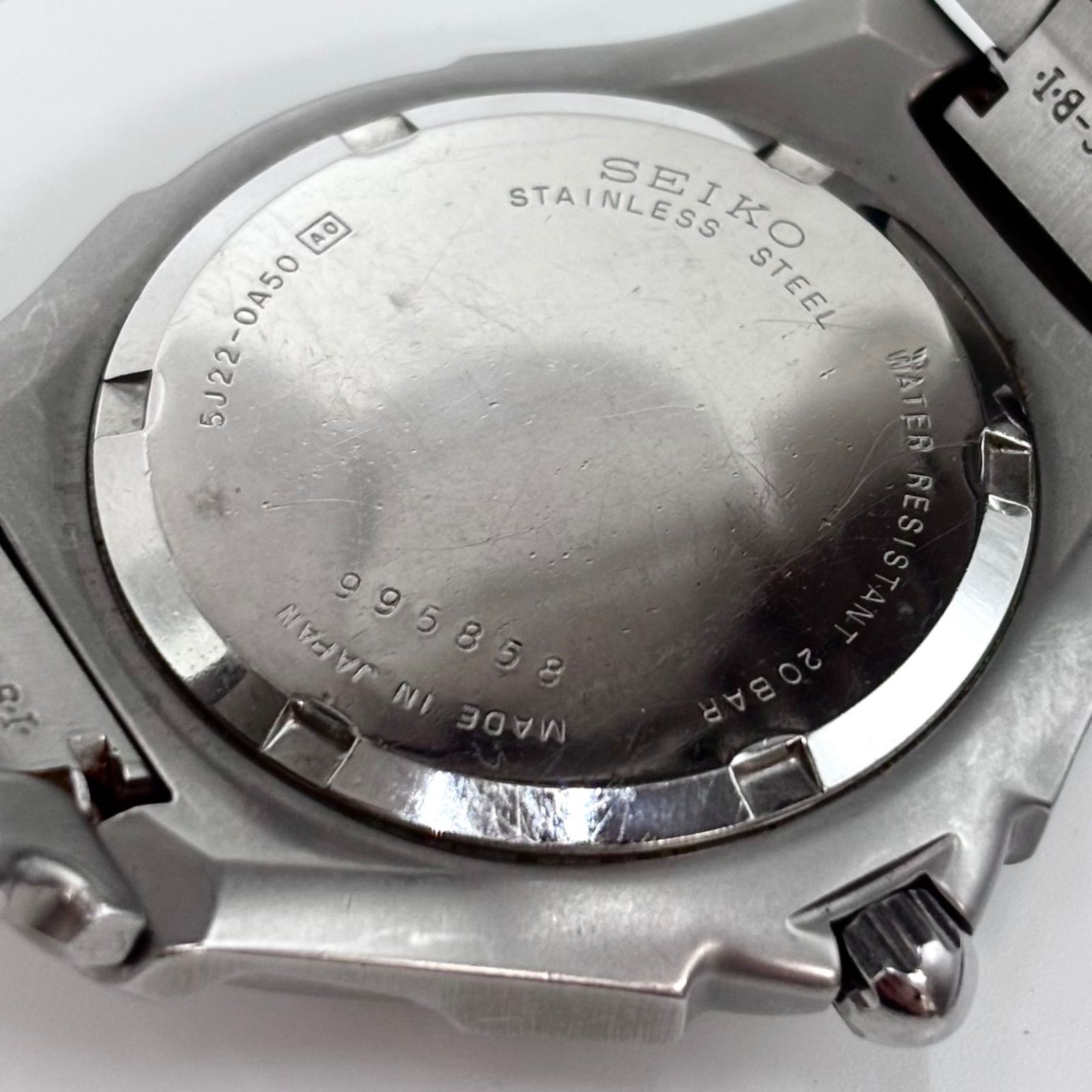 SEIKO Kinetic Scuba Diver Watch Date 1999th Silver Black Used Japan