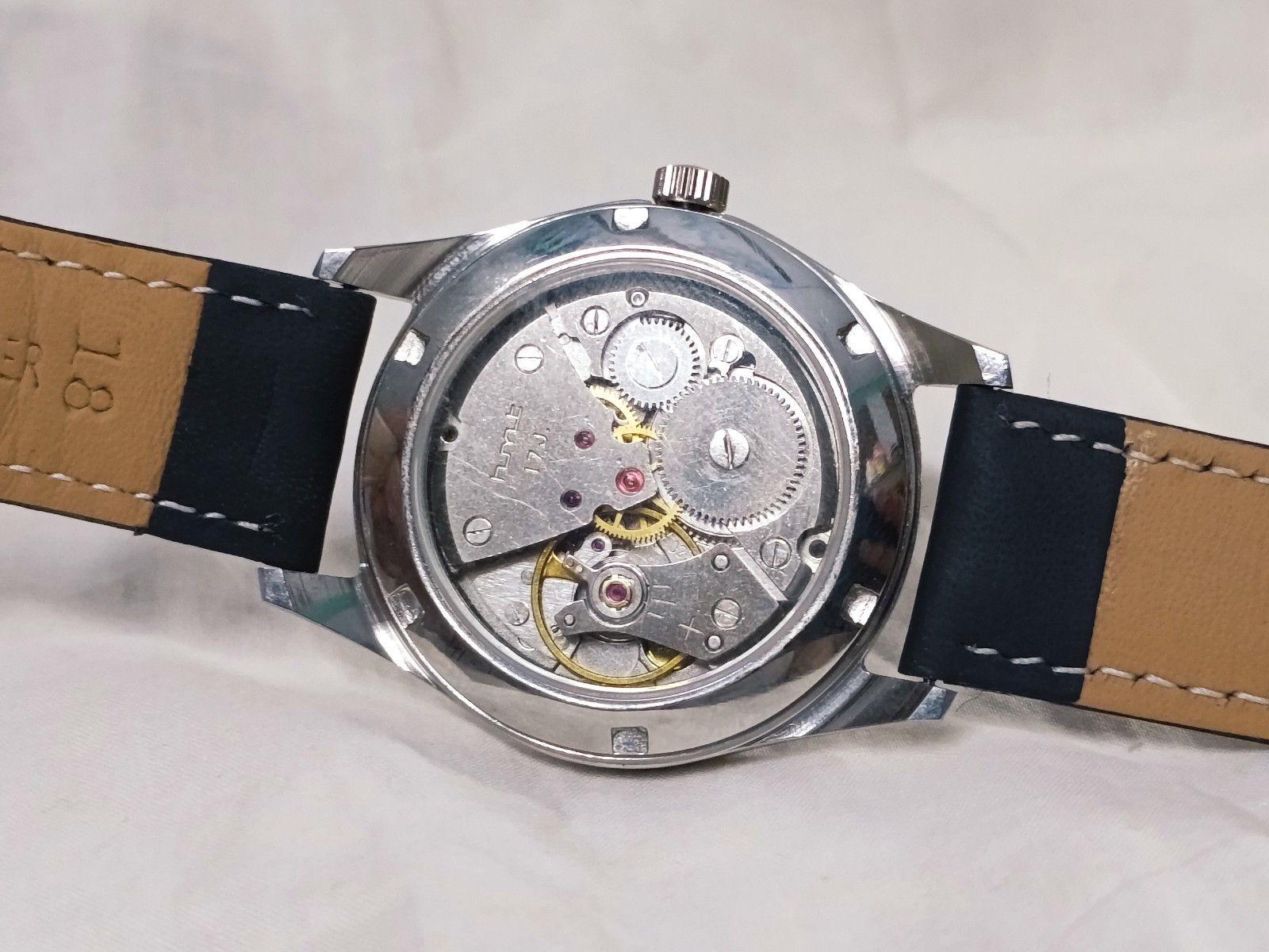 HAND WINDING VINTAGE HMT JANATA BLACK ARABIC DIAL MECHANICAL WATCH FOR MENS
