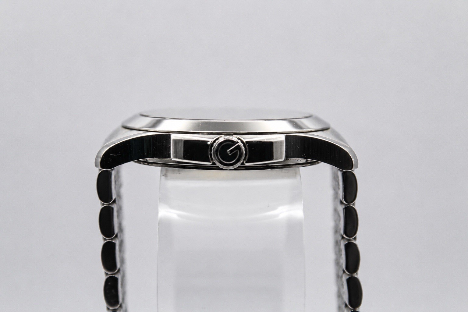 GUCCI YA126406 Brown Dial G Timeless Date 126.4 Series Silver Tone Men’s Watch