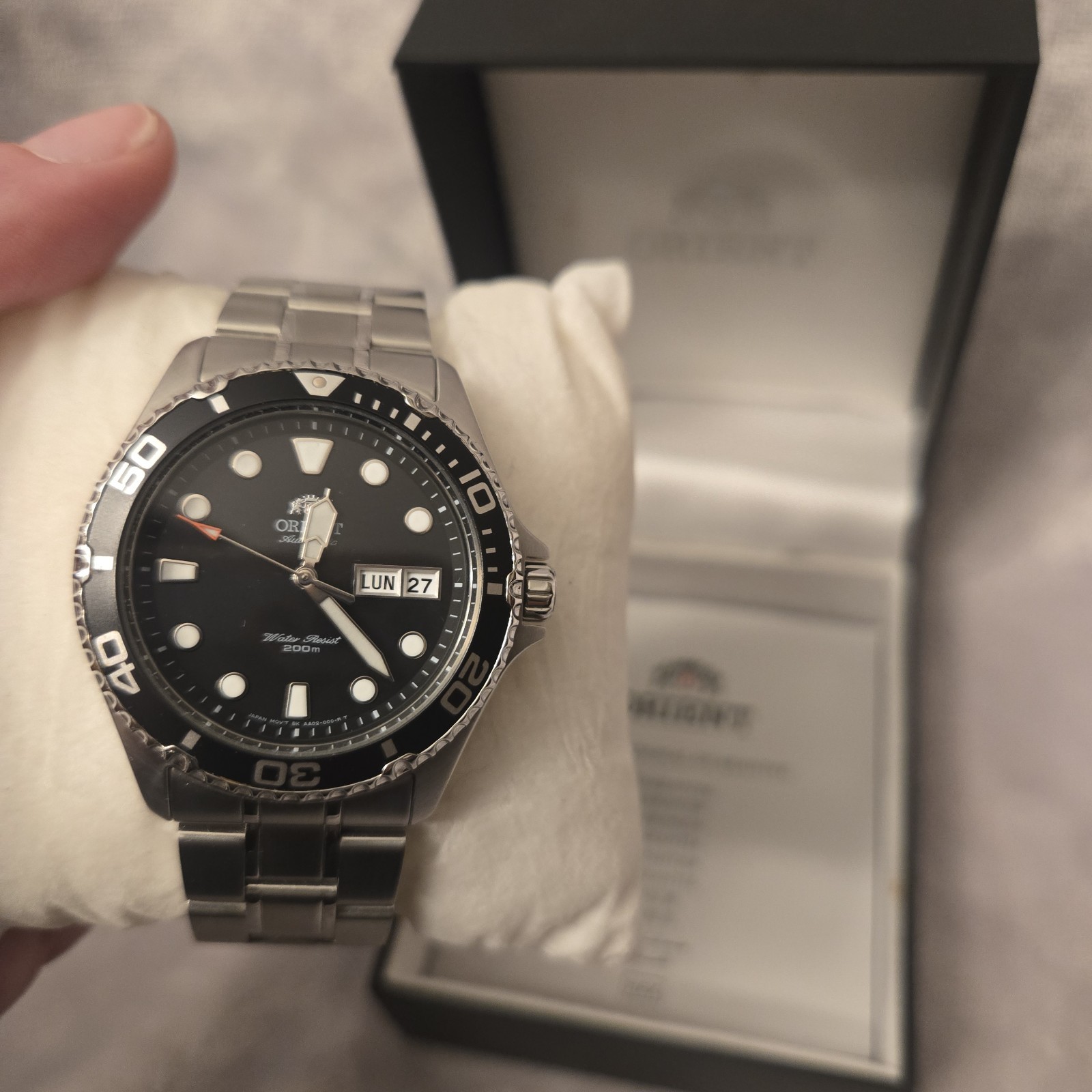 ORIENT Automatic AA02-C8-A Black Dial Men`s Watch Water Resist 200. Excellent.
