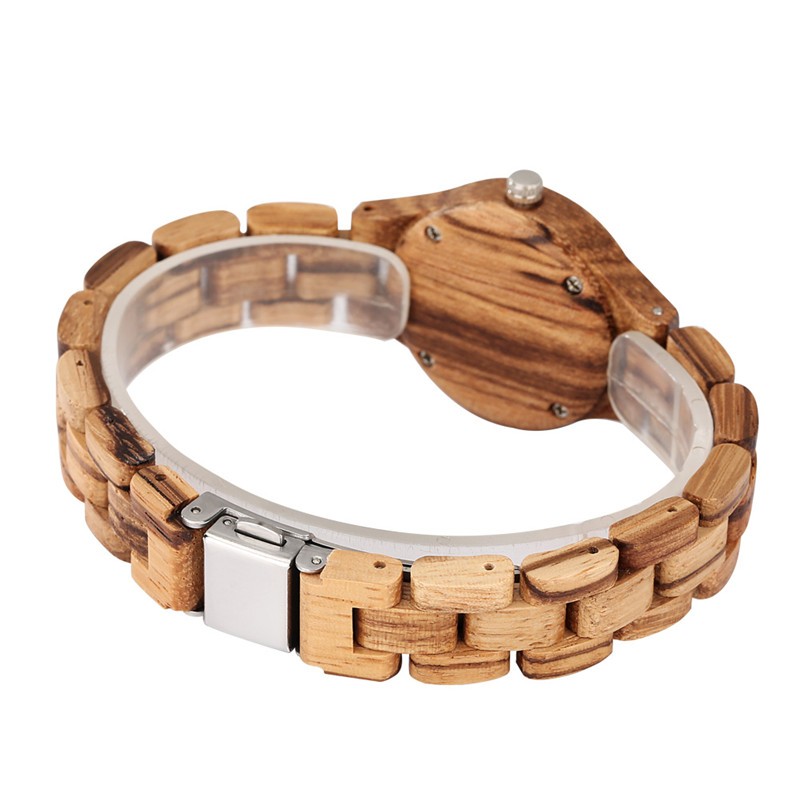 Mutil Color Dial Natural Wood Watch Folding Clasp Wristwatch Gift Idea For Women