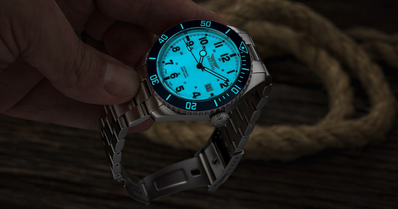 Tresod Ocean Master SWISS MADE SW200 Automatic Blue Dial Ceramic Bezel SS Watch