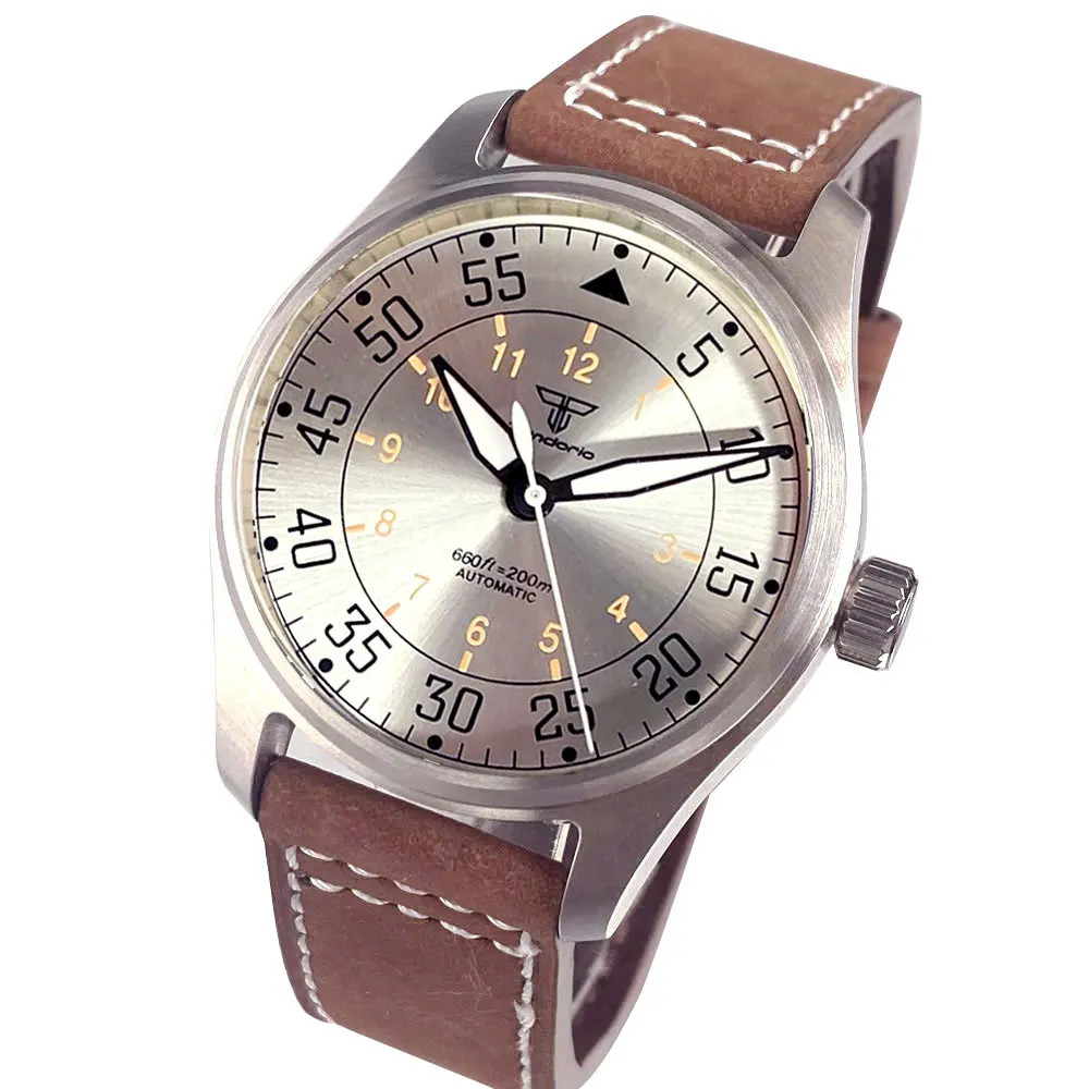 Tandorio 39mm Pilot Retro Automatic Mechanical Watch For Japan NH35/ Miyota 8215