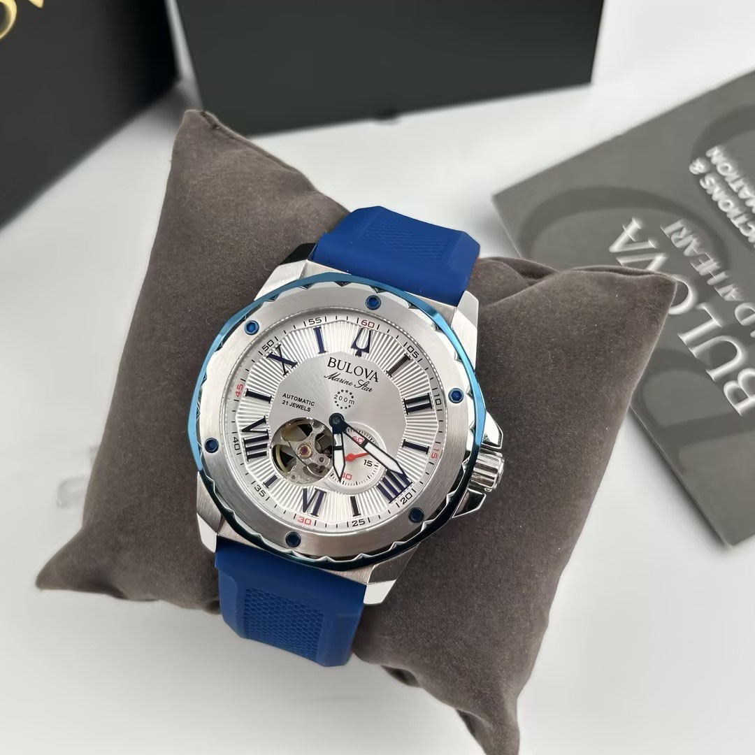 Bulova 98A225 Marine Star Automatic White Dial Silicon Strap Men’s Watch New
