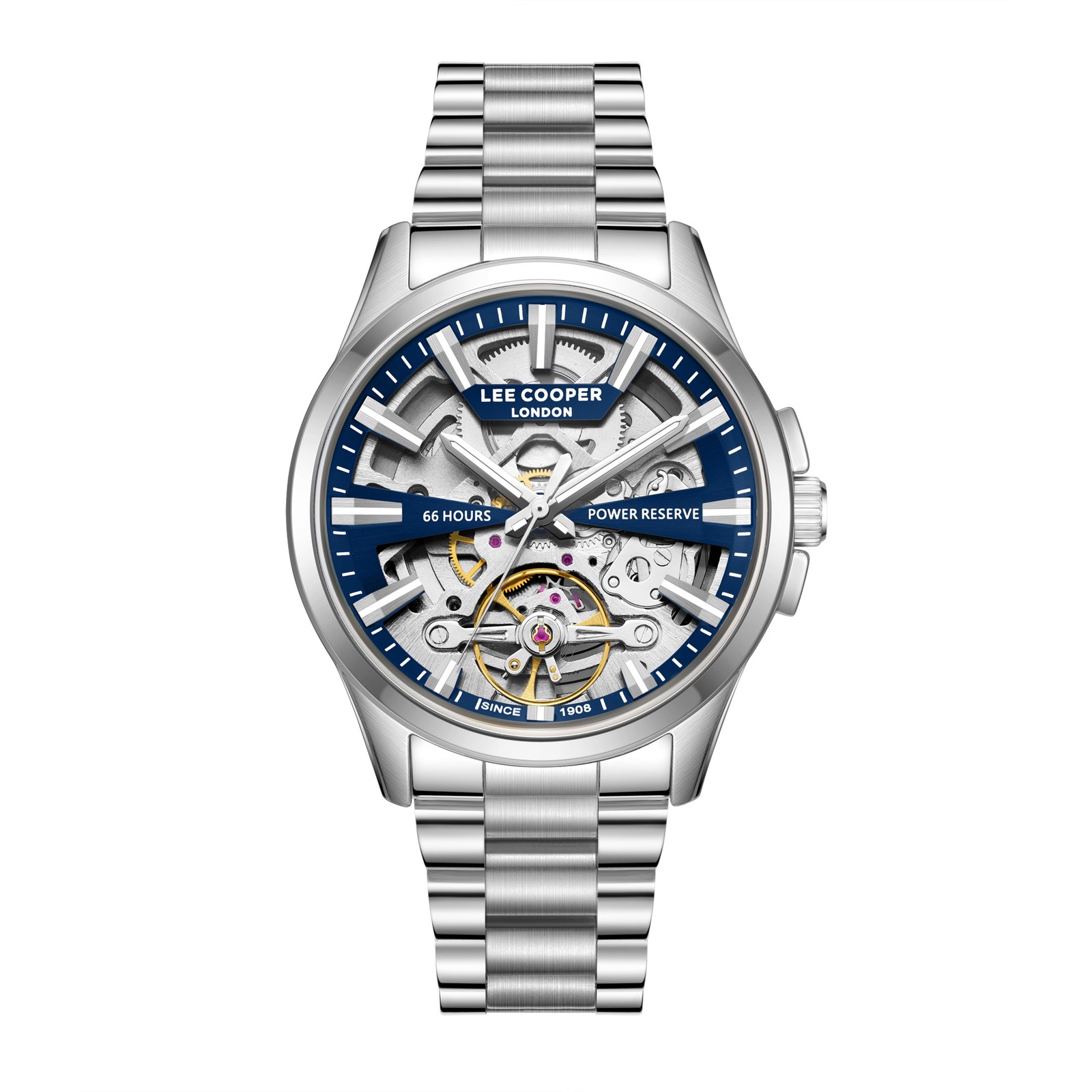 Lee Cooper Men’s Automatic Watch | Dark Blue Dial, Silver, 43mm, 30 m (3 ATM)