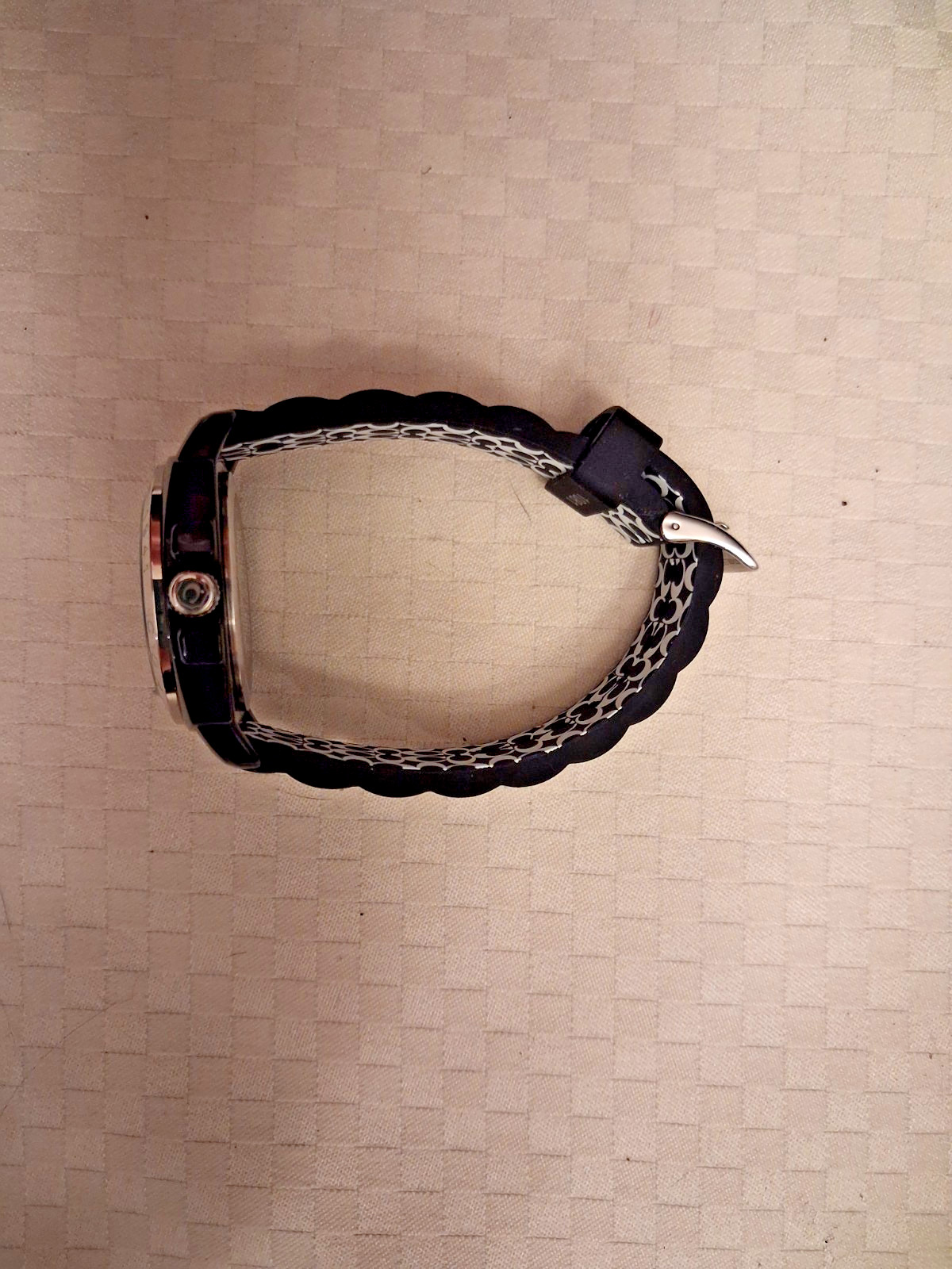 COACH CA.09.7 Ladies Boyfriend Watch Black and Silver Silicone Rubber Band