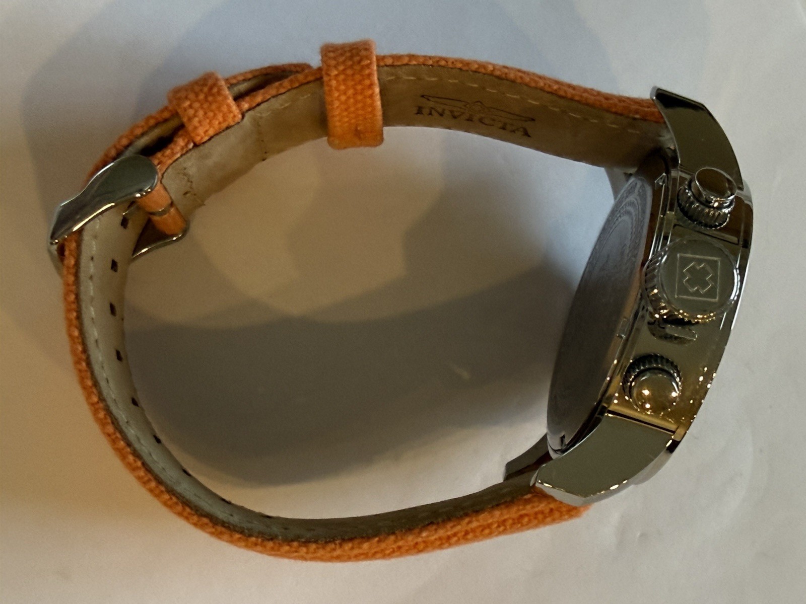 Invicta 11520 Men’s I Force Lefty Orange Canvas and Leather Strap Chrono Watch
