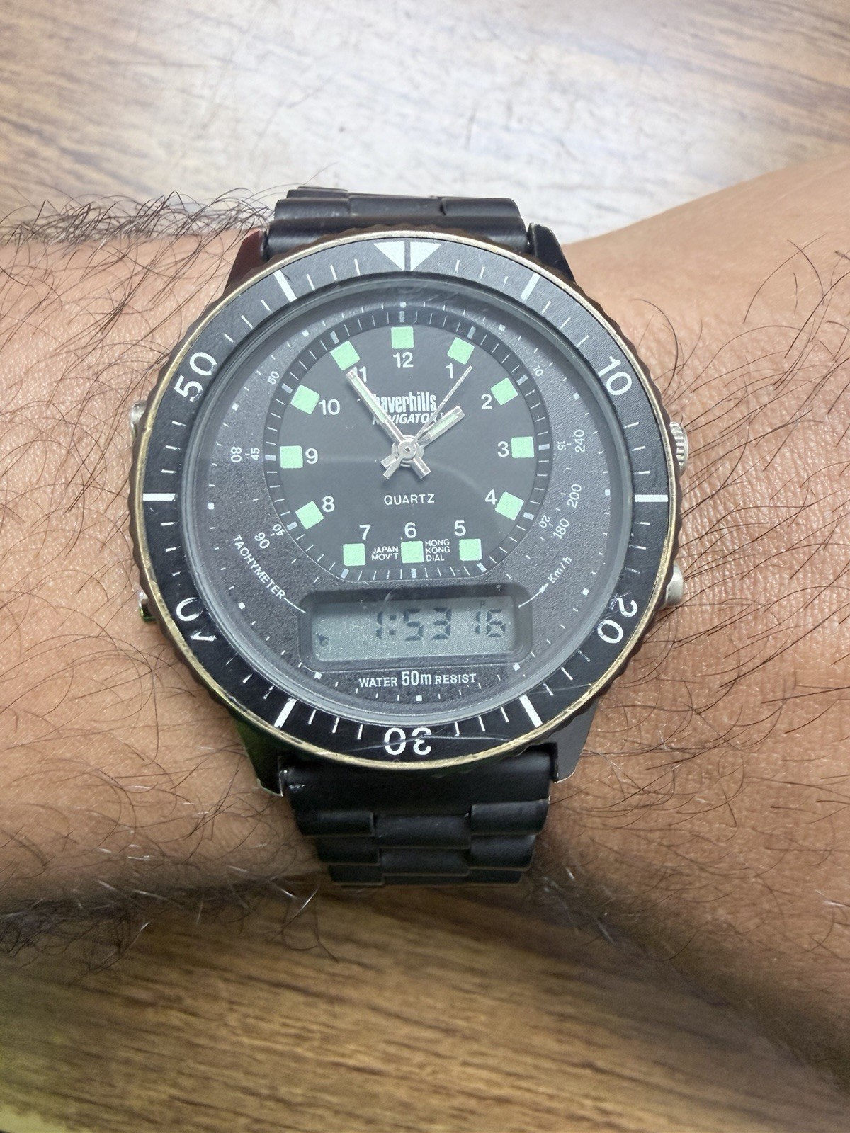 Haverhills NAVIGATOR Analog Digital Men’s Watch Size 7 1/2″ , BLACK COLOR