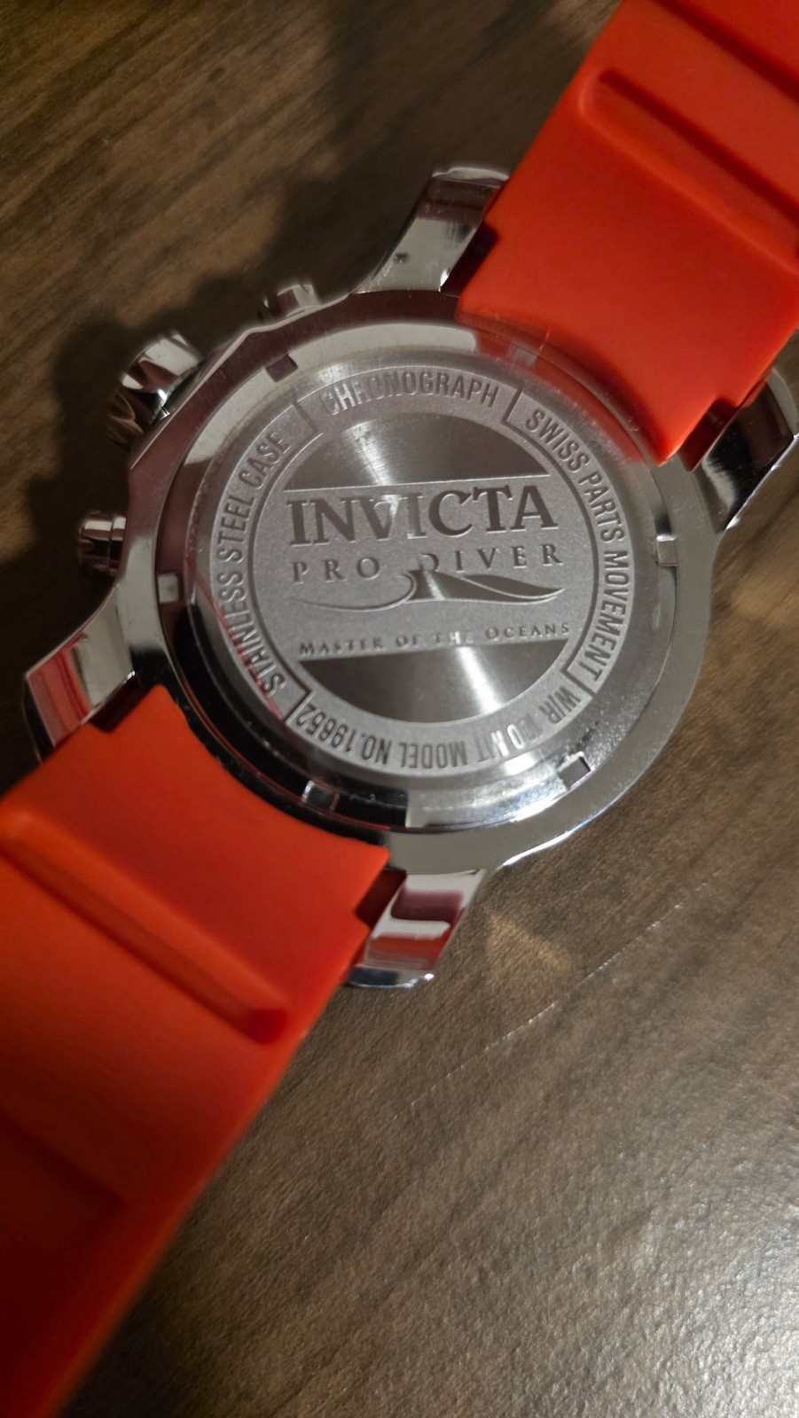 Invicta Pro Diver Men’s Scuba Chronograph Date Silver Dial Orange Strap