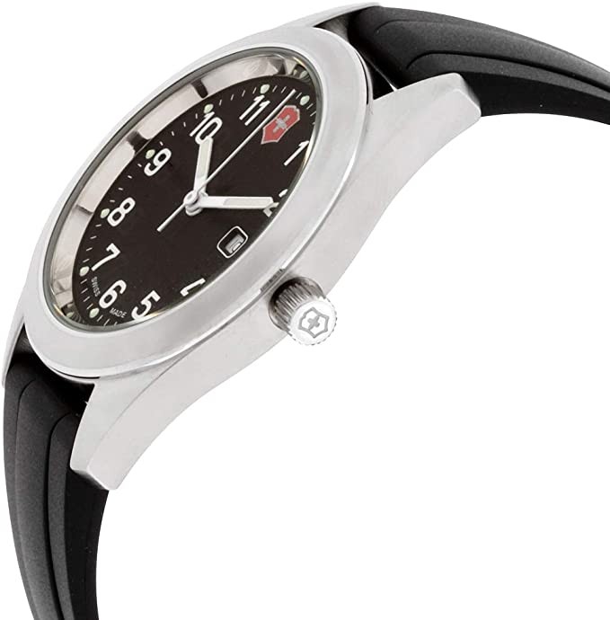 NEW VICTORINOX Garrison Black Dial Silicone Strap Ladies Watch 26033CB MSRP $120