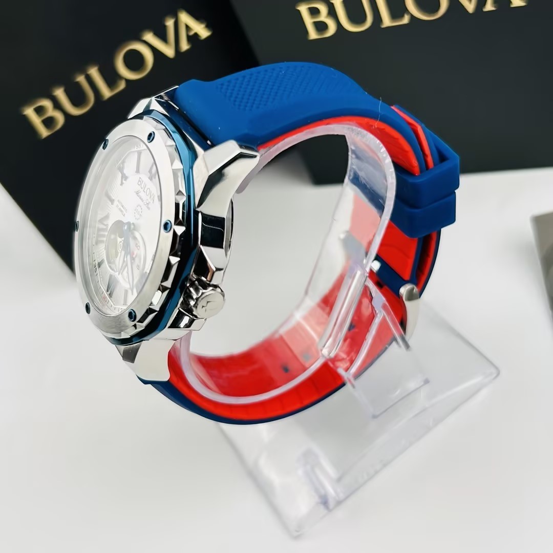 Bulova 98A225 Marine Star Automatic White Dial Silicon Strap Men’s Watch New