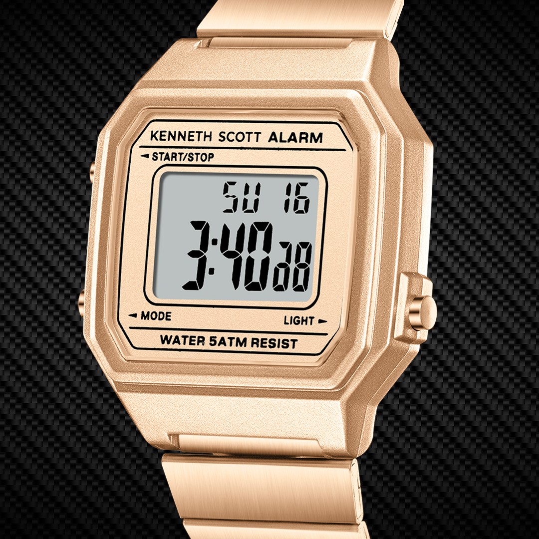Kenneth Scott Women’s Digital Watch | Rose Gold Dial, 43mm, 50 m (5 ATM)