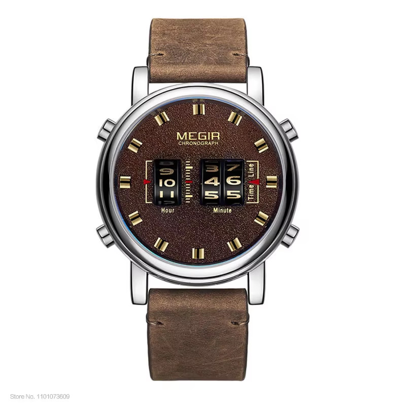 MEGIR Drum Roller Watch Men Top Luxury Brand Man Sport Quartz Wrist