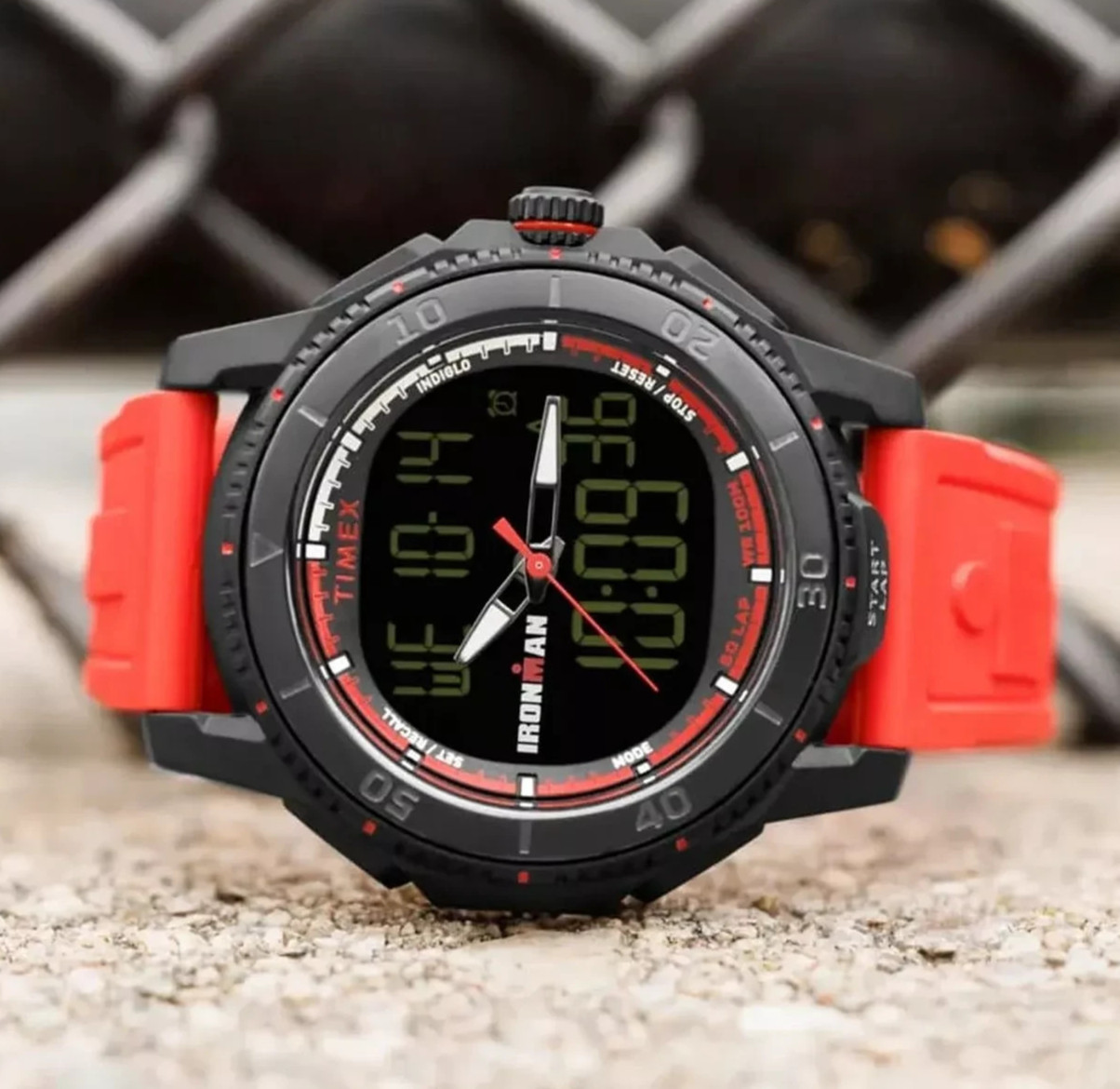 New Timex Ironman Adrenaline Men’s 46.5mm Analog-Digital Red Watch TW2W53700