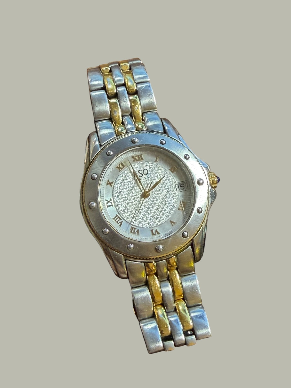 ESQ Esquire Swiss Two-Tone Stainless Steel Quartz Wristwatch Date Window Roman