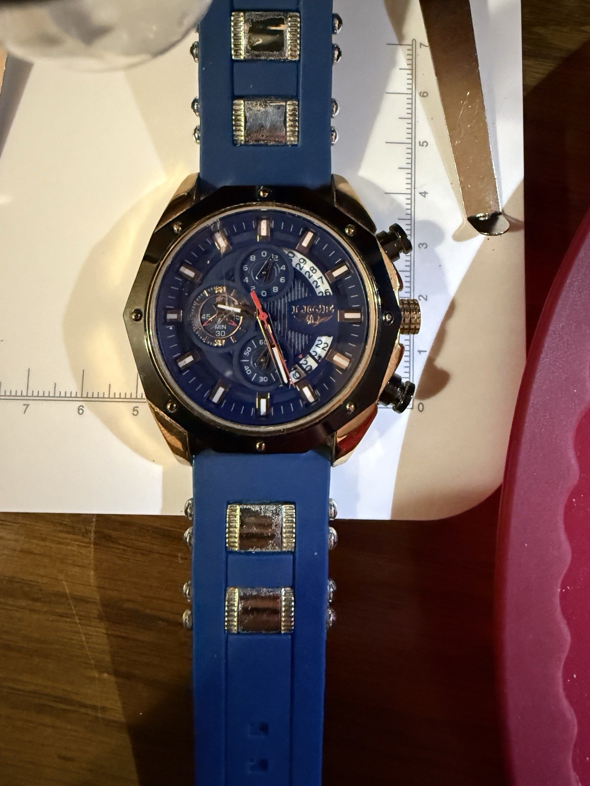 LIGE 1853 Dream Men’s Watch Chronograph Quartz Blue Band New Battery Working