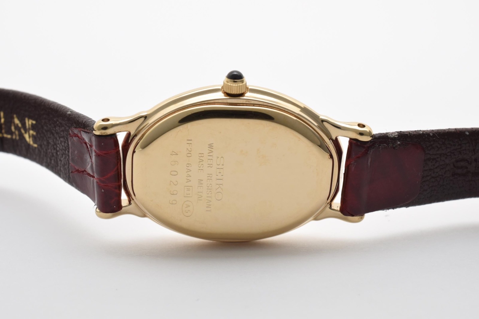 [Mint] SEIKO Exceline 1F20-6A4A Gold MOP Dial Red Leather Quartz Women’s Watch