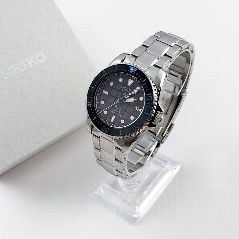 Seiko Men Prospex Sea Solar Power Black Dial SNE575 Diver Stainless Watch 38.5mm