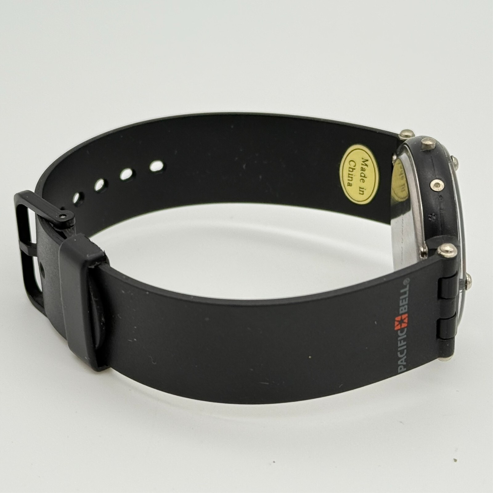 1990s Unisex PACIFIC BELL Analog-Digital Operator Services Black Resin Watch